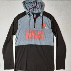 NWT Cleveland Browns NFL Lightweight Spellout Tshirt Hoodie, Sun Shirt, Small